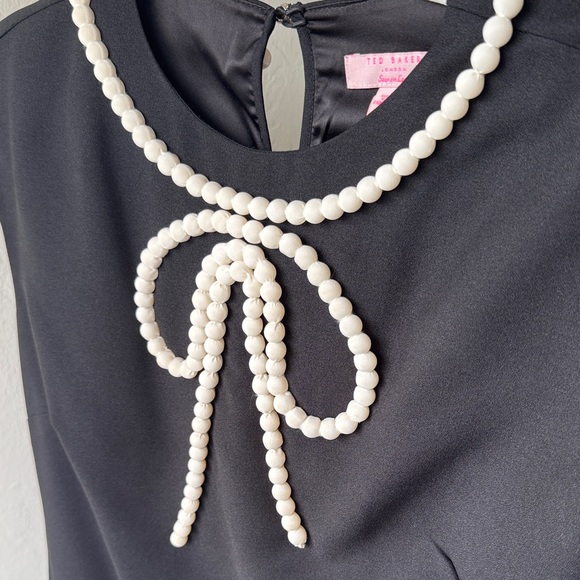 Ted Baker Elegant Black Dress with Pearl Detailing - Picture 4 of 4